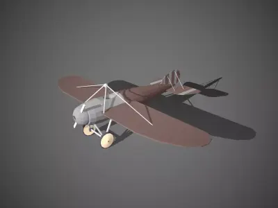 Airplane cartoon - 07 Low-poly 3D model