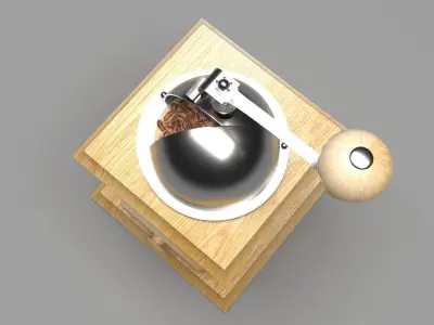 Vintage Coffee Grinder with Coffee Beans 3D model