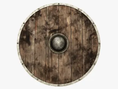 Wooden shield Low-poly 3D model 3