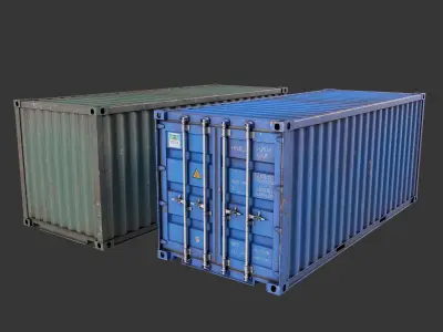 20 Feet Container Low-poly 3d model Low-poly 3D model
