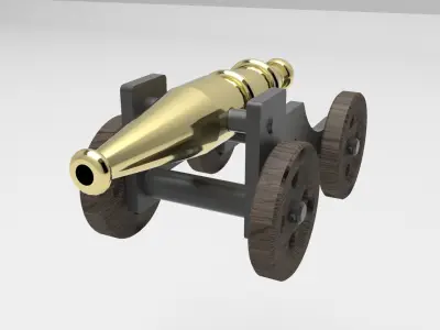 Cannon on wheels 3D model