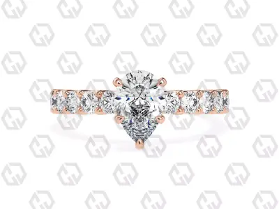 Ring 97 Pear Shape prong set round on shank with Gems 3D print model