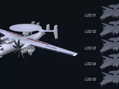 Asset - Army - E2 Hawkeye 3D MODEL  Low-poly 3D model