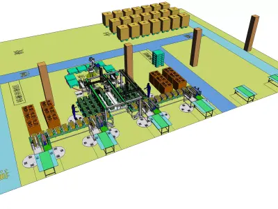 Paper box packaging line 3D model