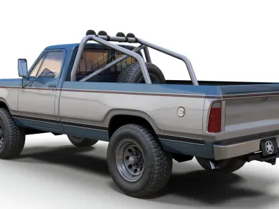 Dodge D100 offroad truck Low-poly 3D model