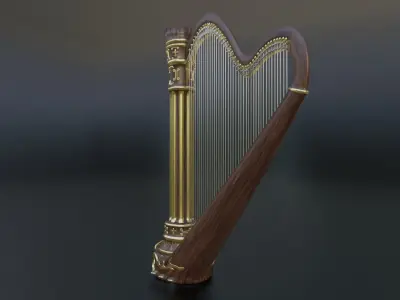 Gold Grand Harp 3D model