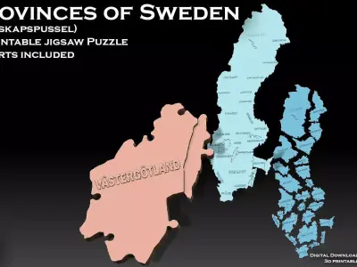 Jigsaw Puzzle Provinces of Sweden 3D print model