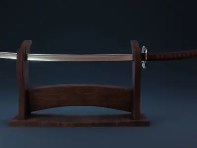 Game-Ready Katana samurai sword Low-poly 3D model