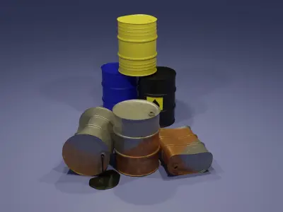 Oil drum PBR low-poly 3D Model Low-poly 3D model