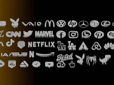 3D 50 LOGOS STL BLENDFILES 3D model