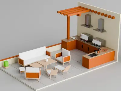 Modern Home Interior 3D Model Pack Free low-poly 3D model
