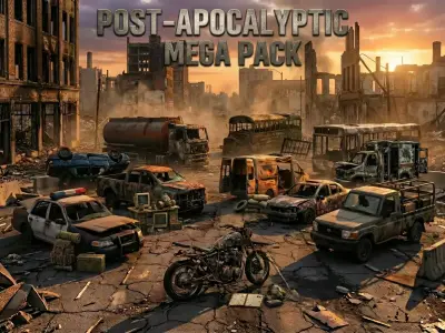 Apocalyptic Vehicles and Survival Props Mega Pack Game Ready PBR