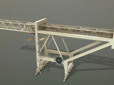 PBR Port Container Crane - White Low-poly 3D model