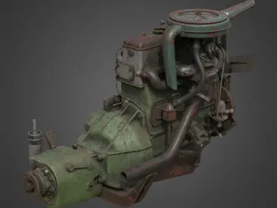 Old Dirty Rusted Engine Low-poly 3D model