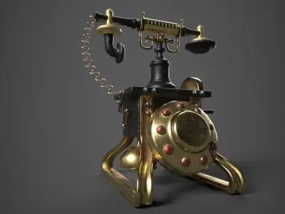 Antique Telephone Low-poly 3D model purchase