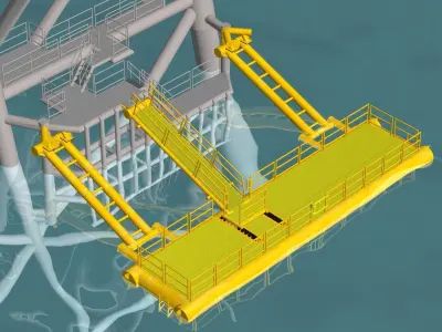 Offshore platform floating boat landing Free 3D model