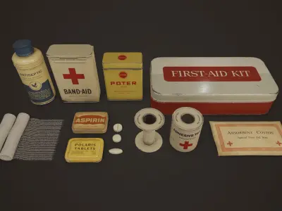 Vintage First Aid Kit - PBR Game Ready Low-poly 3D model