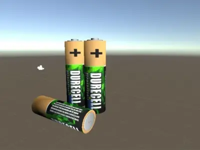 Battery 3d model three aa batteries Free low-poly 3D model