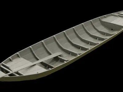 Wooden Boat Low-poly 3D model