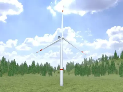Wind turbine V1 H-120 RD 160 m Low-poly 3D model