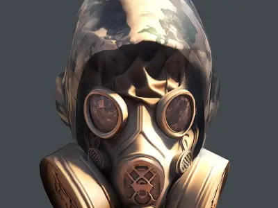 Gas mask helmet 3d model military combat Low-poly 3D model  Low-poly 3D model