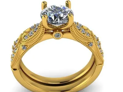 Antique Classic Vintage Milgrain  Engraved Wedding Ring  Jewelry 3D print model