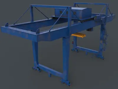 PBR Rail Mounted Gantry Crane RMG V2 - Blue Low-poly 3D model