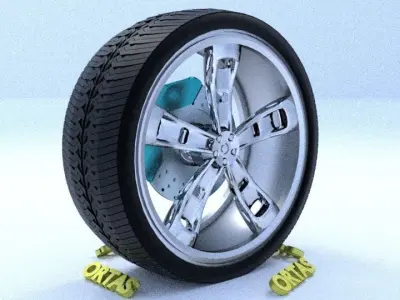 ORTAS CAR RIM 20 GAME READY RIM TIRE AND DISC 3D model