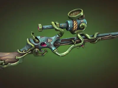 Octupus sniper rifle Low-poly 3D model