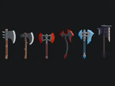 Lowpoly Axe Asset Pack Low-poly 3D model