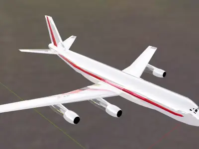 Fictional Quad Engine 1950s Jetliner DC-8-50 Inspired Low-poly 3D model