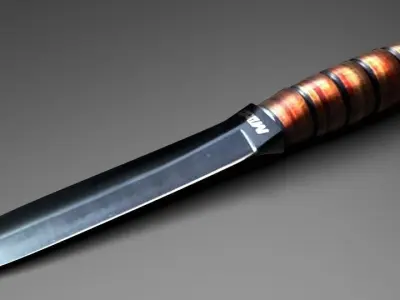 Bayonet low-poly knife with wooden handle Low-poly 3D model