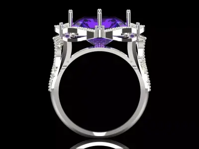 Antique Amethyst and Diamond Engagement Ring Model jr00184 3D print model