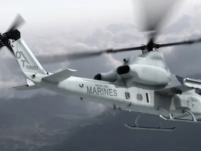  Bell AH-1Z Attack Helicopter Rigged 