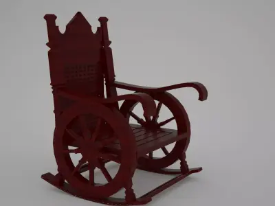 wooden chair 3D model 4