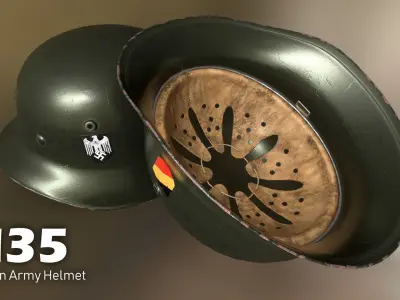 WWII M35 German Helmet Low-poly 3D model