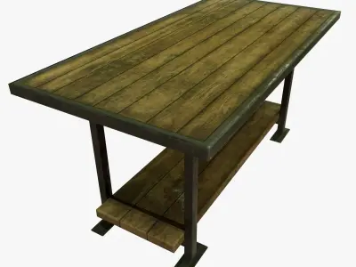 Work Table Worktable Game Ready PBR Textures Low-poly 3D model