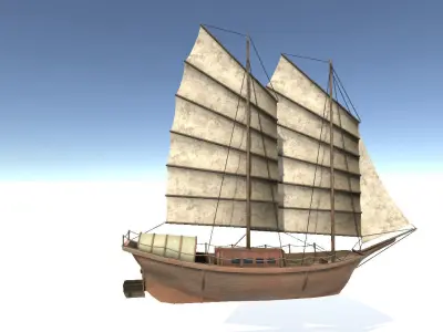 Old Sail Transport Ship Low-poly 3D model