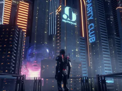 C4D Octane render CBD cyberpunk city 3D model
