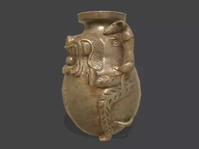 Chinese Ancient ceramic jars-Celadon Beast-shaped Zun Low-poly 3D model