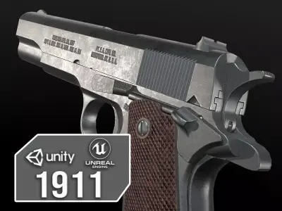 WW2 1911 Handgun Low-poly 3D model