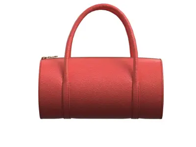 Red Leather Barrel Bag 3D model