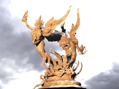 Dantes Angel flame statue collection 3D model