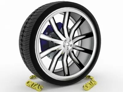 ORTAS CAR WHEEL RIM 135 GAME READY WHEEL RIM TIRE 3D model