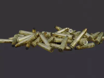 Brass Rifle Shell Casings Pile Low-poly 3D model