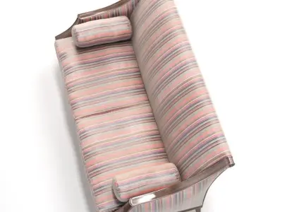 Black and White Striped Antique Sofa 3D model