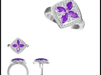 JCD Format Antique color stone rings cad color stone ring design 3D print model