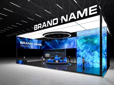 Immersive large-screen exhibition booth design 3D model