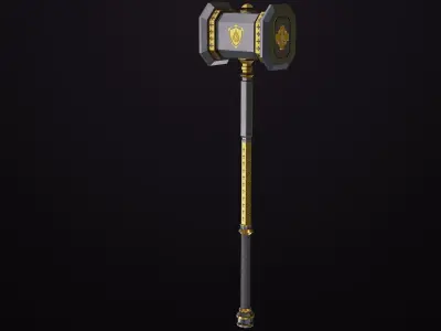  Battle Hammer 06 All PBR Unity UE Textures Included Low-poly 3D model