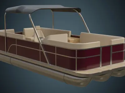 Pontoon Boat 1A Low-poly 3D model